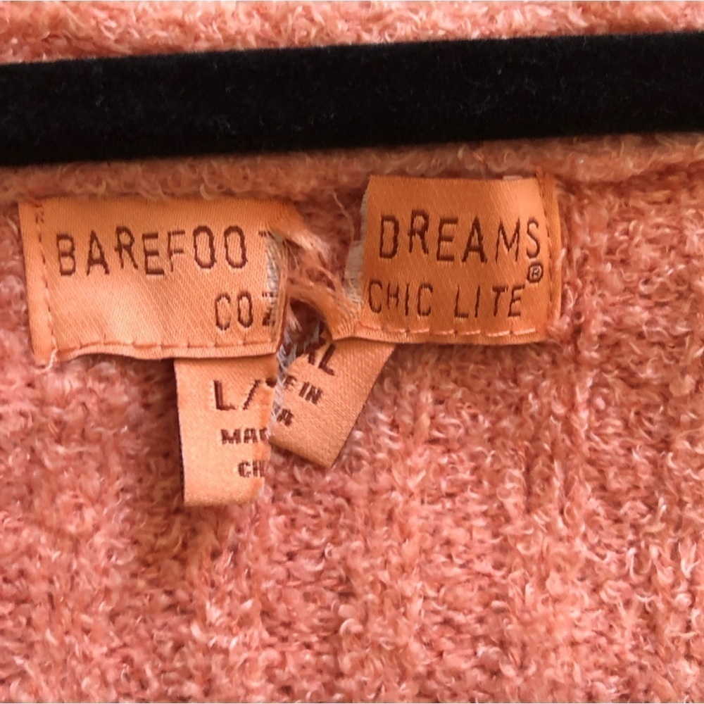 Barefoot Dreams CozyChic Lite Ribbed Shrug Open Front Cardigan Coral - Picture 8 of 9